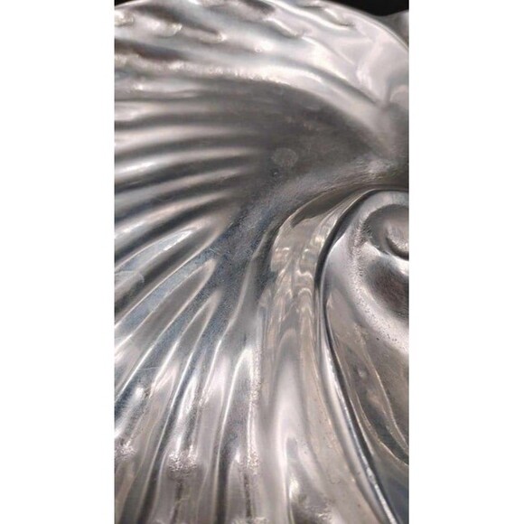 VTG Double Seashell Tray Dish Ocean Beach Hollywood Regency Mexico Pewter Silver - Picture 6 of 10